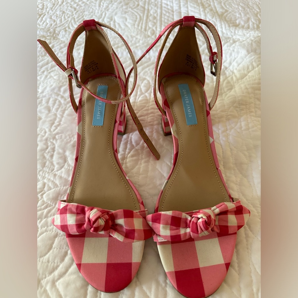 Size 7.5 Draper James checked heels. Worn once.